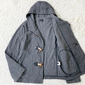 美品 XLサイズ Paul Smith【紳士の遊び心】ポールスミス ダッフルコート フード ウール 水牛角 トグル グレー ジャケット