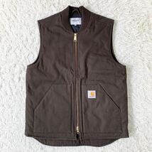 Carhartt カーハート ダック地 ジップアップ ベスト ブラウン M キルティング 茶_画像1