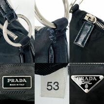 1円〜 PRADA プラダ 三角ロゴ ワンショルダーバッグ ハンドバッグ アクセサリーポーチ 白タグ ナイロン レザー 本革 ブラック 黒_画像10