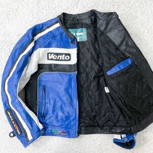 XLサイズ 『漢の戦闘服』 VENTO レーシング レザージャケット ライダース バイク 青 ウェア