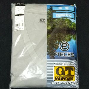 G.T.HAWKINS ホーキンス 速乾 乾燥機対応 VネックTシャツ 半袖V首 2枚組 グンゼ LL