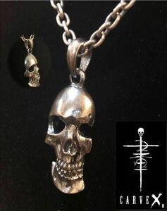 Art hand Auction Corona Blast Sale ★ CARVEX ★ Pendentif crâne fait à la main visage flottant par le sculpteur Kote 925 argent squelette de crâne fait à la main livraison gratuite, Accessoires pour hommes, pendentif, Argent