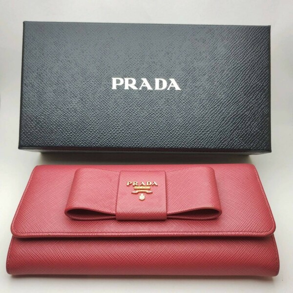 プラダ　長財布　リボン　prada　箱付き　メモ１