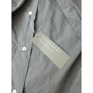 新品 21SS MARGARET HOWELL マーガレットハウエル COTTON CHAMBRAY リボン ブラウス 長袖 シャツ コットン グレー 1の画像5