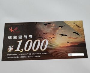 コシダカ株主優待券 18000円分　24.11.30