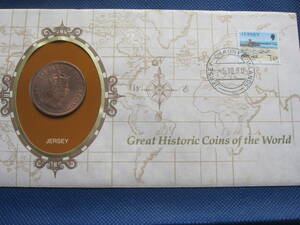 領ジャージー島1960年古銭　１２分の１シリング銅貨　チャールス２世が1660年王政復古してから300周年記念・サイズ：径30.0ｍｍ　