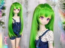 ●ドールウィッグ*ロングヘアー*ライムグリーン*9～9.5インチ（MDD DD SD SmartDollなど）●_画像1