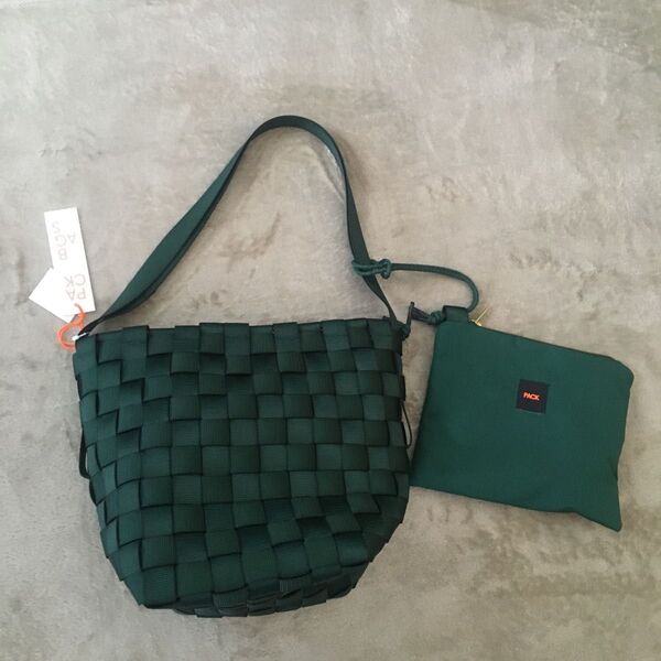 未使用 packbags ポーチ付き トートバッグ グリーン系