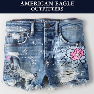 新品タグ付き☆American Eagle ビンテージハイライズショーティー デニムショートパンツ アメリカンイーグル