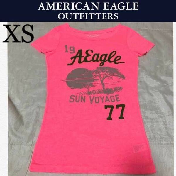 １回着☆American Eagle半袖ＴシャツXSピンク アメリカンイーグル