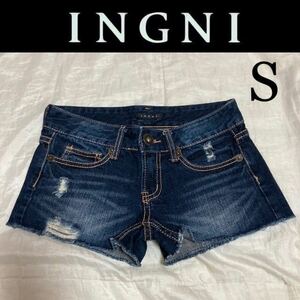 １回着新品同様☆INGNI ダメージデニムショートパンツ S イング