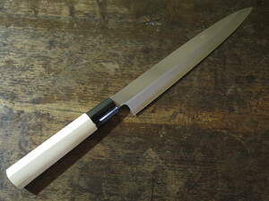 シンプル！手打ちの柳刃包丁 約２１０ｍｍ 鋼の刺身包丁 片刃 和包丁 和食 魚釣り フィッシング ナイフ 