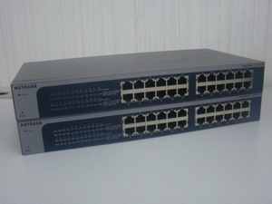 ☆2台セット！NETGEAR Prosafe 24Port Gigabit Switch JGS524E V2！(MID-2527)「80サイズ」☆