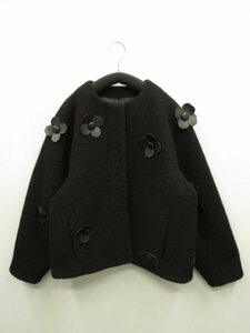 マコ MaCO ★ 定価￥77000(税込） フラワー モチーフ付 ウール混 ショート コート PEONY COAT ★