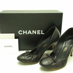 シャネル CHANEL★ココマーク付 レザー バレエパンプス ラウンドトゥ◆サイズ35(23cm位)◆箱付の画像1