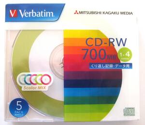 バーベイタム(Verbatim) くり返し記録用 CD-RW 700MB 5枚 ツートンカラー 1-4倍速 SW80QM5V1　三菱化学メディア