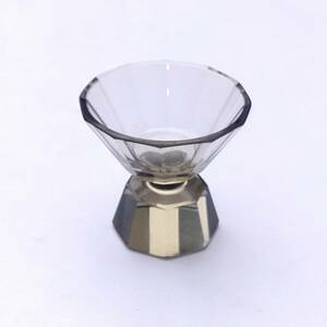 クリスタルガラス ショットグラス 硝子製 盃 ガラス製 脚付き杯 ゴブレット 直径約7cm 高さ約6.5cm 【4226】