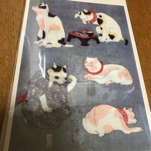 三つ折りクリアファイル　猫あそび　歌川国芳　東京国立博物館