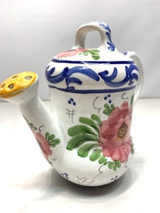 Art hand Auction 希少 陶器 ジョウロ ポルトガル ハンドペイント 手描き 花瓶 A3023A08, 家具, インテリア, インテリア小物, 花瓶