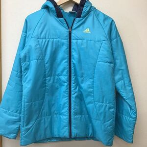 adidas アウター 中綿入ジップアップジャケット アディダス コバルトブルー 水色 中綿【中古】