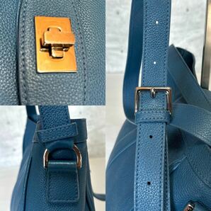 美品 MORABITO ライトブルー シボ革 レザー シルバー金具 斜め掛け可能 ショルダーバッグ モラビト ハンドバッグ トートバッグ の画像7