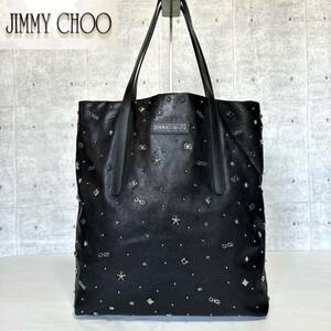 良品 JIMMY CHOO ジミーチュウ PIMLICO N/S ブラック 黒 ピムリコ ハンドバッグ トートバッグ ショルダーバッグ エンボススター A4 レザー