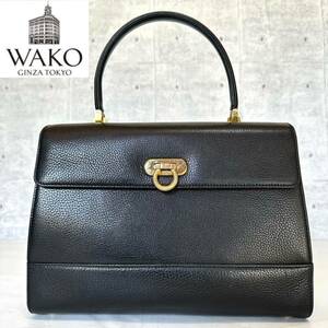 美品 WAKO ワコウ 銀座 和光 レザー サークルゴールド金具 かばん 鞄 ハンドバッグ トートバッグ ショルダー 上品 上質