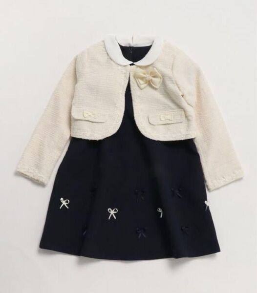 motherways 襟付 半袖ワンピースフォーマル2点セット女の子 フォーマル ジャケット ワンピース 入学式 結婚式 発表会