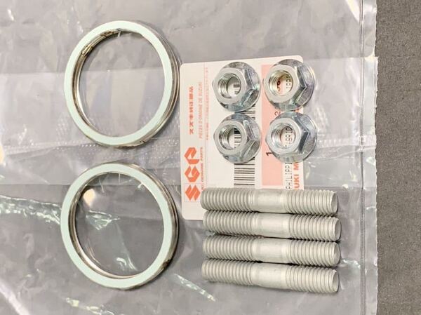GSX400E マフラー ガスケット&スタットボルト(ナット付き)純正 新品 GSX400T/L GSX450E GSX450TL