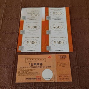 ☆【JR九州 株主優待 】1日乗車券+JR九州グループ株主優待券（500円×5枚）＋JR九州高速船割引券1枚　2024/06/30迄（SF）