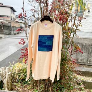 2330 size L 襤褸　tシャツ 古布　リメイク　藍染　藍染め　らんる　古裂　パッチワーク　刺し子　刺子　再構築　