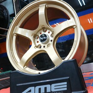 日本製 WRX STi VAB 6POT対応 18インチ 4本セット 9.5J +45 GOLD 5-114.3 FACE2 AME TRACER トレーサー GT-V 鍛造並みの超軽量 ENKEIの画像1