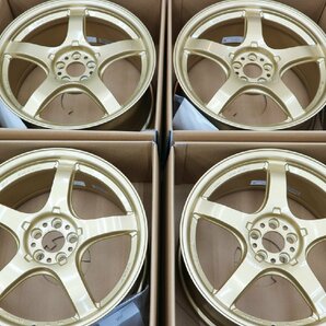 日本製 WRX STi VAB 6POT対応 18インチ 4本セット 9.5J +45 GOLD 5-114.3 FACE2 AME TRACER トレーサー GT-V 鍛造並みの超軽量 ENKEIの画像2