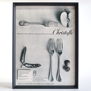 Christofle クリストフル 1963年 カトラリー 銀食器 フランス ヴィンテージ 広告 額装品 レア コレクション フレンチ ポスター 稀少