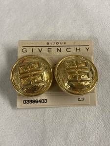 １円スタート！GIVENCHY ジバンシーBIJOUX　ビンテージイヤリング　デカロゴゴールドジバンシー　レア