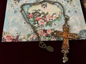  consecutive holidays SP Michal Negrin Michal Negrin antique style processing rose × pastel Picture Cross necklace the first period close collection unused beautiful goods 