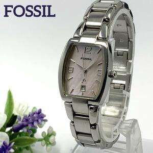 266 FOSSIL Fossil lady's wristwatch Date shell face quarts type new goods battery replaced popular rare 