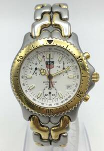 RR65☆＜QZ/不動＞腕時計 TAG HEUER タグホイヤー プロフェッショナル S35.006 メンズ クォーツ クロノグラフ デイト 純正ベルト 現状品