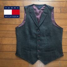 ☆【 TOMMY HILFIGER 】★ポリ/ウール トラッドヘリンボーン ベスト ジレ★サイズL_画像1