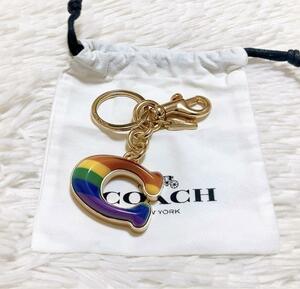  unused COACH Coach bag charm key ring C Logo Rainbow 