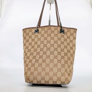 綺麗GUCCI 31244 トートバッグ GGキャンバス ブラウン レザーの画像1