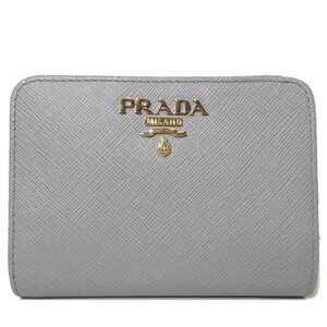 プラダ 二つ折り財布 PRADA ロゴ 1ML018-QWA-F0424 SAFFIANO METAL NUBE(グレー系) アウトレット レディース 