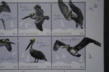 外国切手： シントマールテン切手 「国鳥・カッショクペリカン」 8種ｍ/ｓ 未使用_画像3