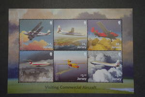 外国切手： ジャージー切手「民間航空機」（デ・ハビランド DH.86エキスプレス ほか）6種ｍ/ｓ 未使用