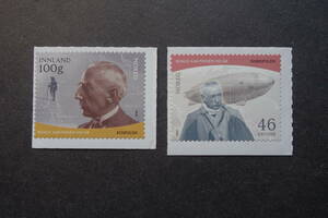 外国切手：ノルウェー切手「アムンセン誕生150年」（史上初めて両極点到達を果たしたノルウェーの国民的英雄）2種完 未使用