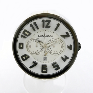 A24-272 Tendence Tendence 02046017 J05R men's wristwatch Gulliver round chronograph quartz white / black operation goods 