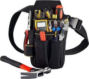 DFsucces 工具袋 腰袋 工具入れ 小物入れ ウエストバッグ 多機能ポケット コンパクト設計 着脱式腰袋 仕事用 カラビナフ