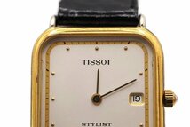 TISSOT STYLIST　ティソ　スタイリスト　クォーツ/電池　時計　デイト付　スクエア　稼働　白文字盤×ゴールド_画像3