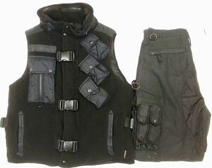 ☆ AVIREX アヴィレックス アビレックス P.D.W. コンバット ベスト & ファティーグパンツ ヒップバッグ欠品 黒 L USED ☆