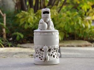 中国美術白磁唐子文獅子蓋香炉香道具古陶磁茶道具煎茶道具現状旧家長期保管品